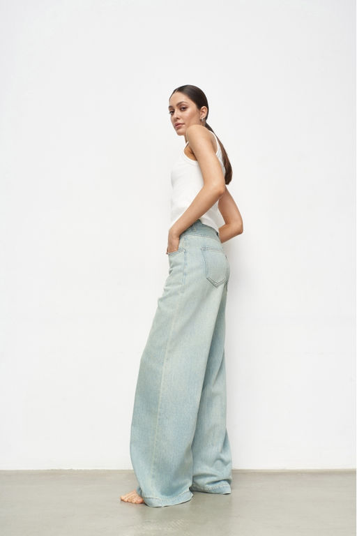 Джинсы-палаццо с потертостями Light green - Erist store фото 4
