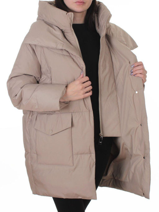 Z24-830 BEIGE Куртка зимняя женская оверсайз (200 гр. тинсулейт)