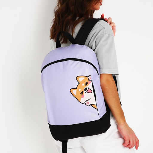 Рюкзак текстильный Корги, 46х30х10 см, вертик карман, цвет фиолетовый - Nazamok фото 8