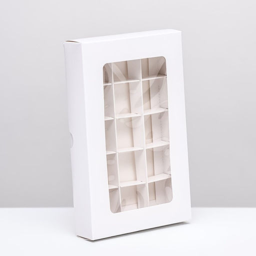 Цена за 2 шт. Коробка для 15 конфет, белая, 13.7×22×3.5 см