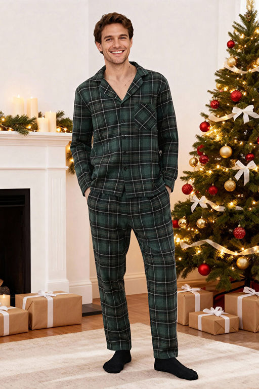 Ye_il Regular Fit Ekose Dokuma Pijama Tak_m_ TMNAW22PT1080 - Trendyolmilla фото 2