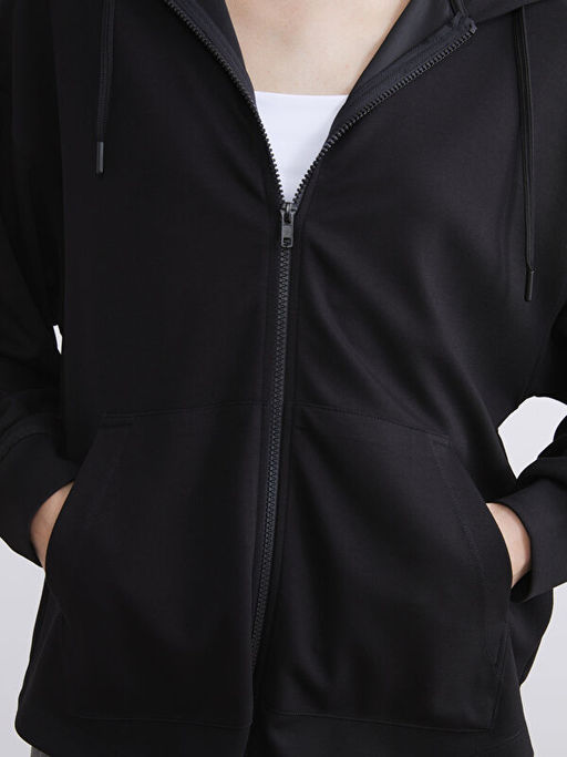 Dik Yaka Oversize Kad?n Fermuarl? Sweatshirt