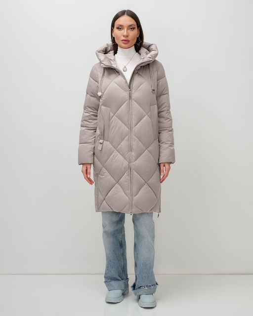 Пальто зимнее утепленное с капюшоном женское светло-коричневого цвета 7637SK - Visdeer фото 2