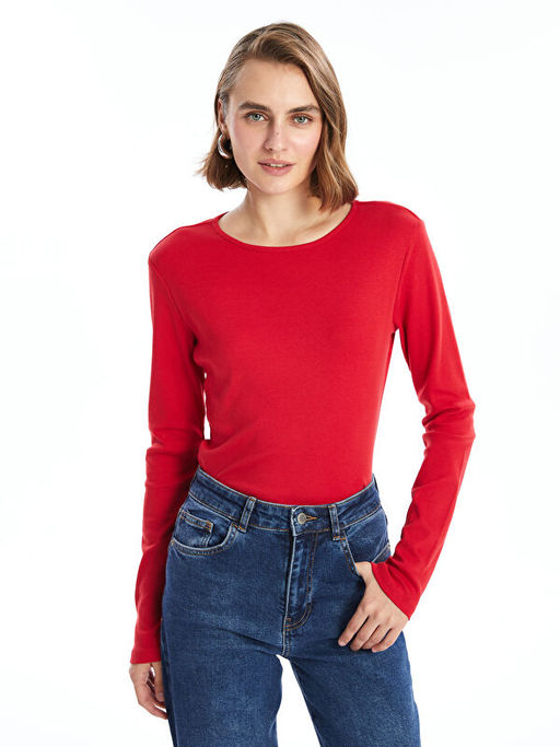 Bisiklet Yaka D?z Uzun Kollu Kad?n Body