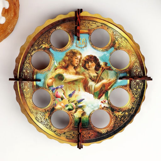 Подставка для яиц пасхальная Ангелочки, 8 ячеек, d=19.5 см, дерево, разноцветная - Simaland фото 2