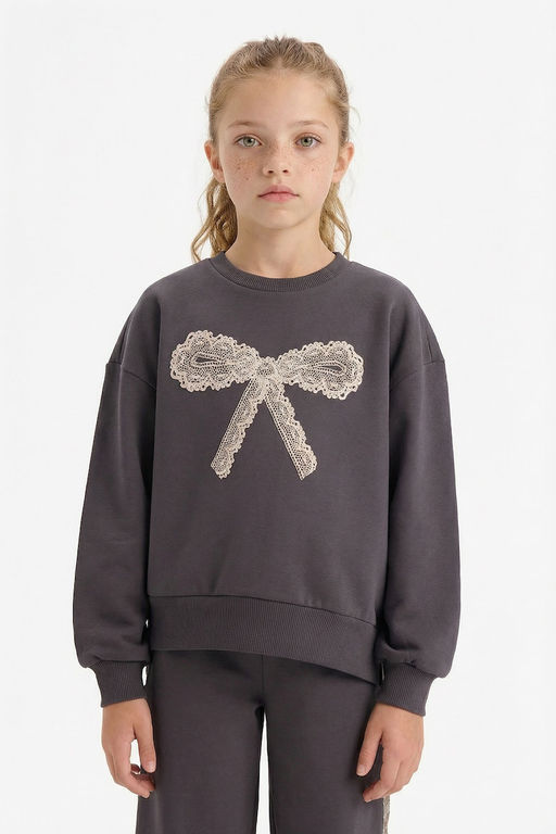 Overshirt Fit Bask_l_ __i Yumu_ak T_yl_ Sweatshirt K_z _ocuk - Defacto фото 3