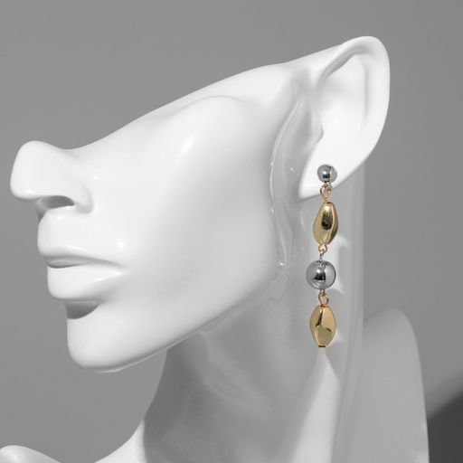 Серьги металл Стиль лабео, цвет серебряно-золотой