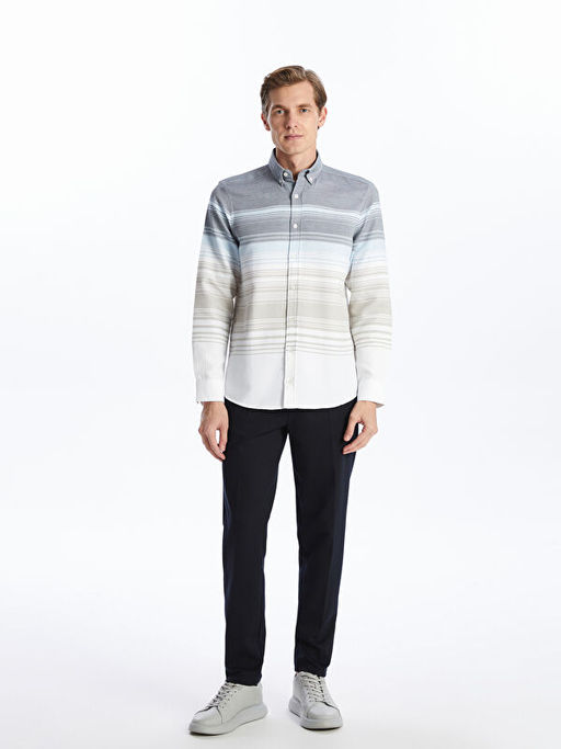 Regular Fit Uzun Kollu ?izgili Erkek G?mlek