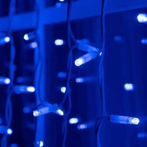 Гирлянда «Занавес» 2×3 м, IP65, УМС, белая нить каучук, 600 LED, свечение синее, 220 В