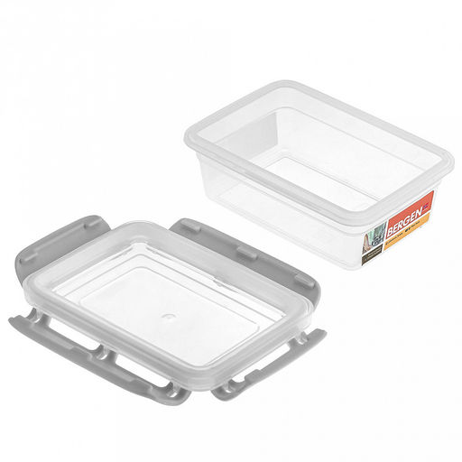 "Bergen" Контейнер для продуктов пластмассовый 0,4л, 14,5х10,3х6см, с защелками, пепельный жемчуг, подходит для СВЧ (Россия)