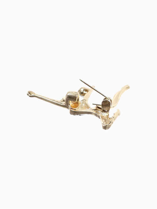 Брошь Гимнастка с мячом, цвет чёрно-белый в золоте