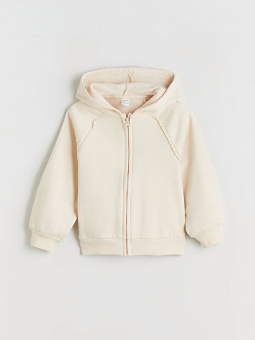 Kap??onlu K?z ?ocuk Fermuarl? Sweatshirt