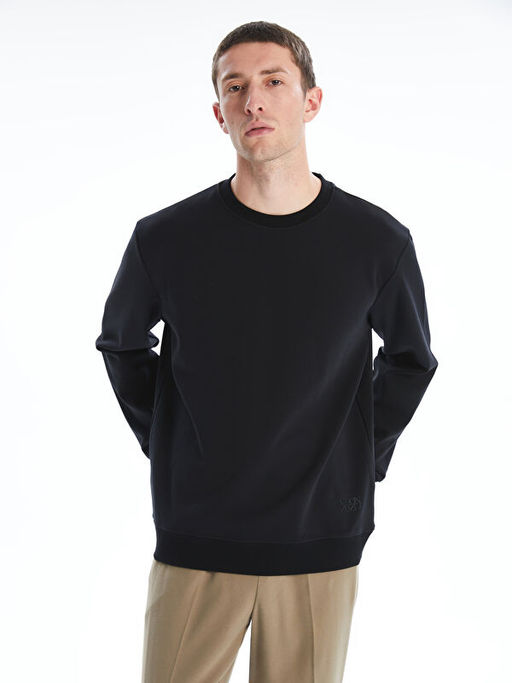 Bisiklet Yaka Nak??l? Erkek Sweatshirt