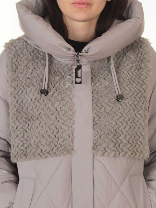 M-8800 GRAY/BEIGE Куртка зимняя стеганная женская (150 гр. холлофайбер)