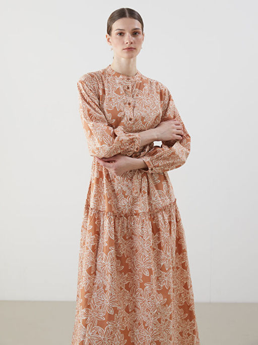 Hakim Yaka Desenli Elbise