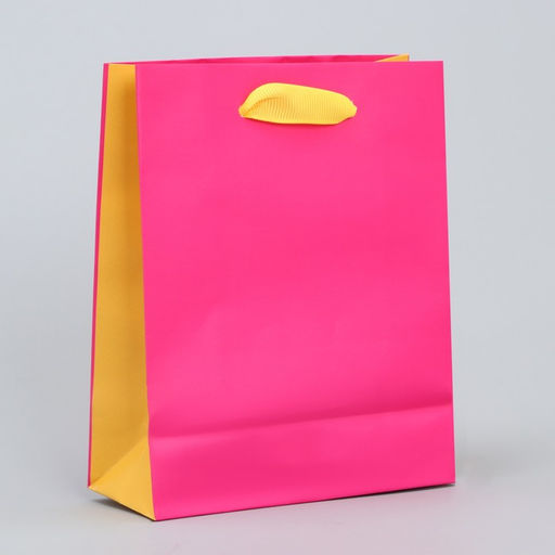 Цена за 2 шт. Пакет подарочный двухцветный, упаковка, «Жёлтый-розовый», S 12×15×5.5 см