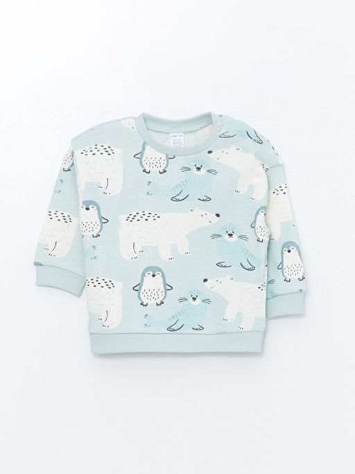 Bisiklet Yaka Erkek Bebek Sweatshirt ve Pantolon 2li Tak?m