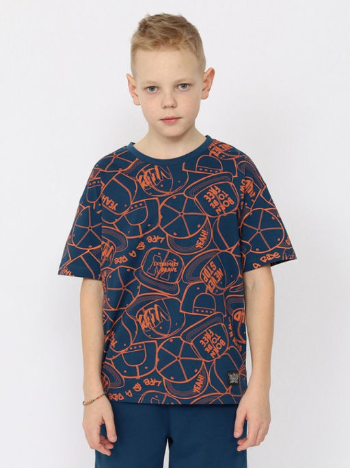 CRB wear/CSJB 63749-39-393 Футболка для мальчика,индиго-оранжевый/Ex.Cherubino
