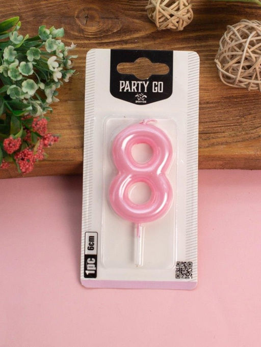 Свеча для торта "Pink glow" цифра 8, (6 см)