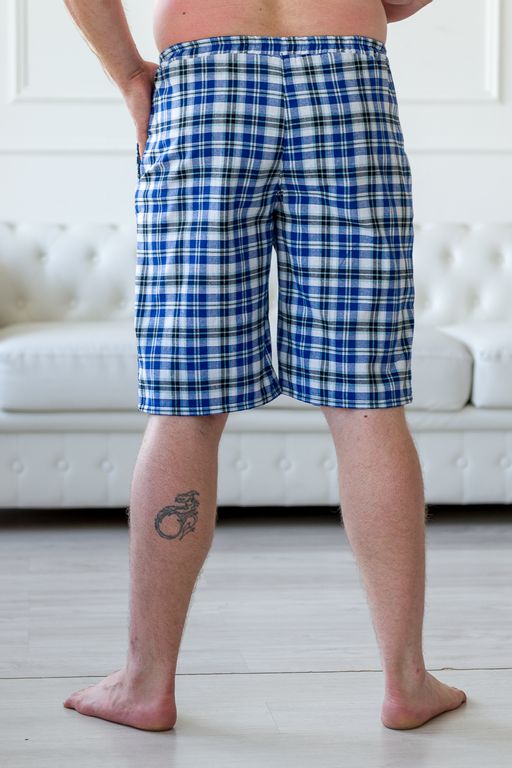 Шорты мужские из бязи Шотландка синий микс - Амадэль фото 4