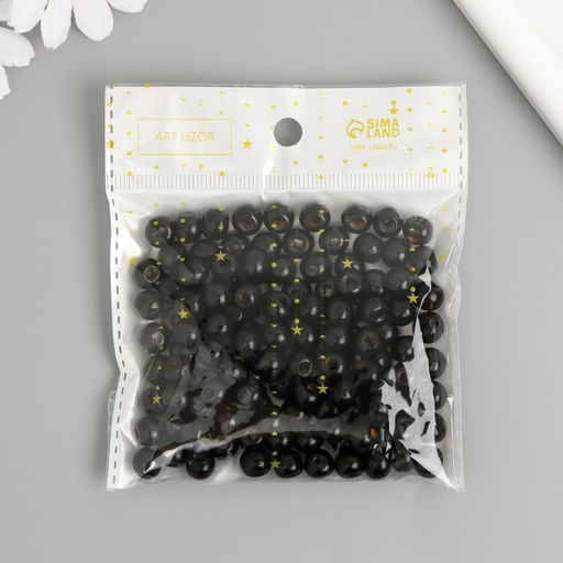 Бусины для творчества дерево "Чёрный" d-0,8 см, набор 20 гр