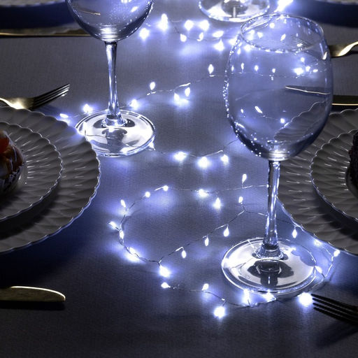 Гирлянда Мишура 2 м роса, IP20, серебристая нить, 100 LED, свечение белое, USB