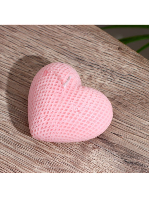 Свеча фигурная формовая Сердце в сеточку, 4?6?3 см, соевый воск, МИКС