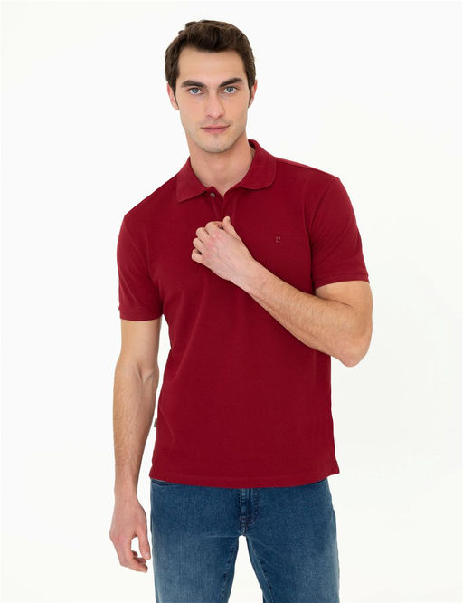 Bordo Slim Fit Basic Polo Yaka Ti__rt