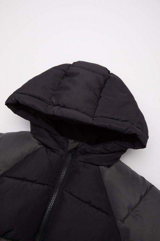 Водонепроницаемое пальто на флисовой подкладке с капюшоном для маленьких мальчиков - Defacto фото 2