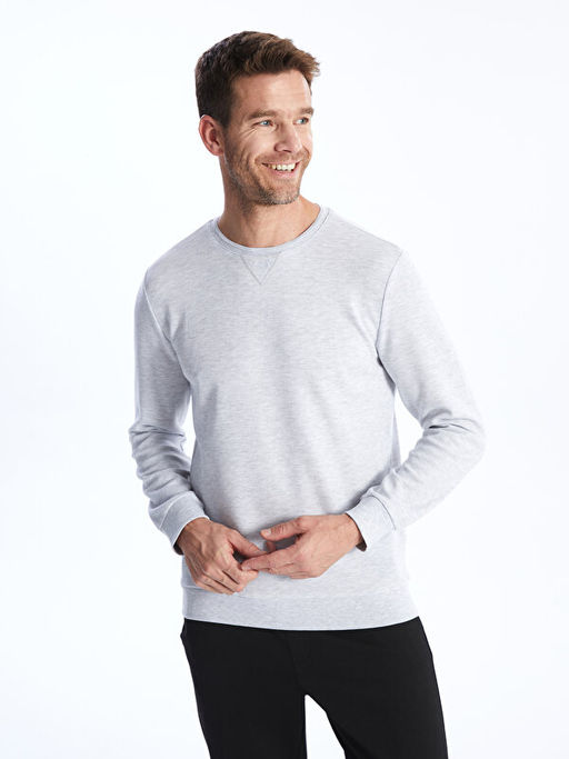 Bisiklet Yaka Uzun Kollu Erkek Sweatshirt