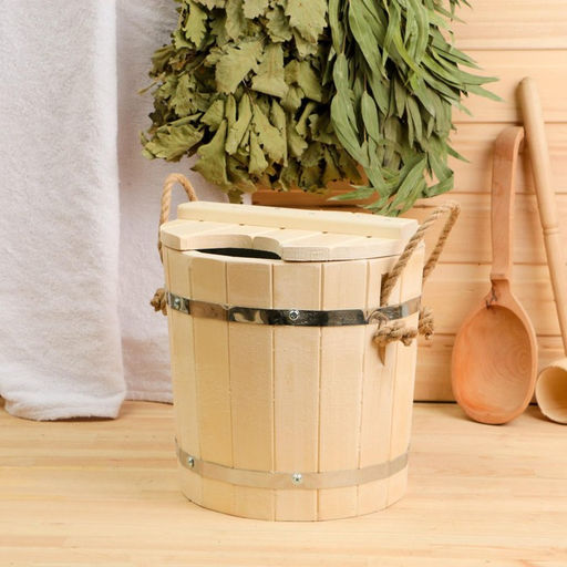 Запарник - ведро для бани и сауны, 7 л, липа, оцинкованная вставка, с крышкой, «Добропаровъ»