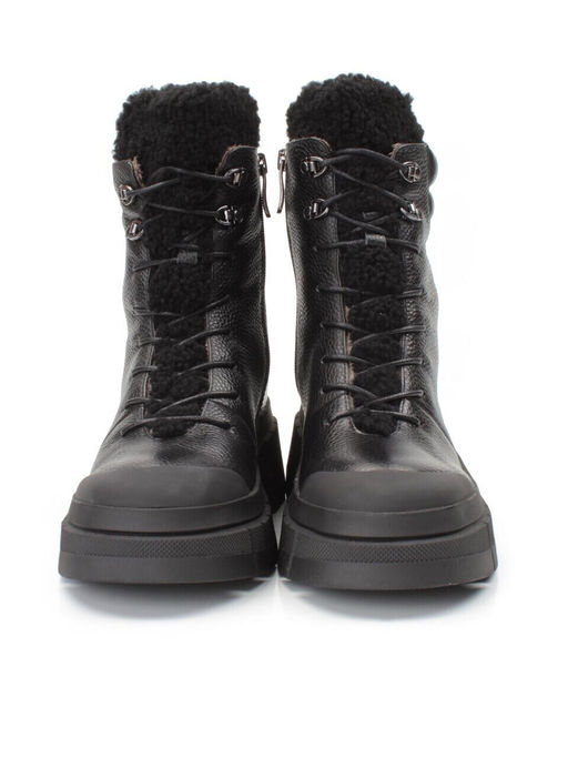 04-M804 BLACK Ботинки зимние женские (натуральная кожа, толстая байка)
