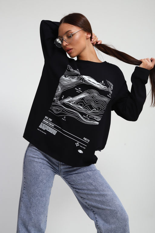 Лонгслив унисекс с принтом Карта ЛГ-01