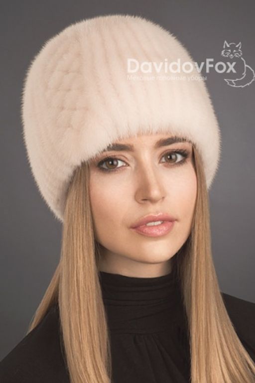 Шапка Сноп норка орнамент розовый жемчуг