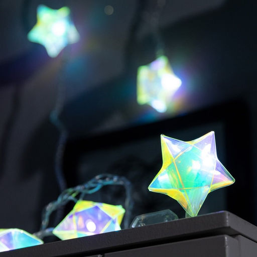 Гирлянда Нить 2.5 м с насадками Звёзды, IP20, прозрачная нить, 10 LED, свечение белое, 220 В