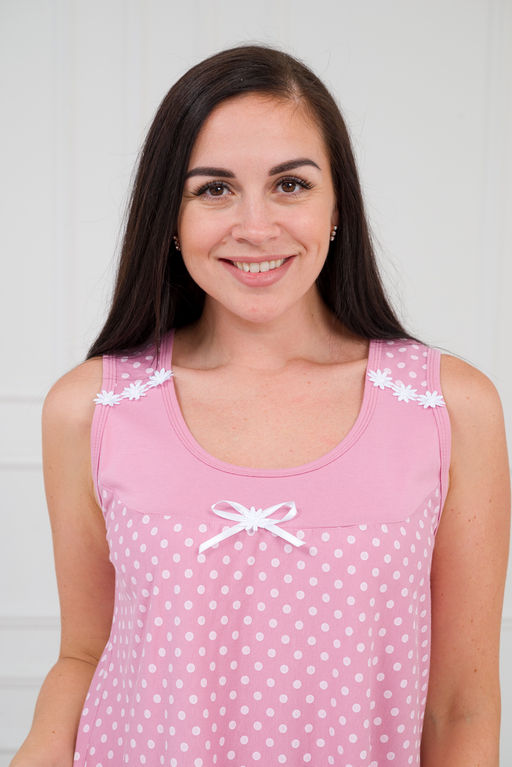 Ночная сорочка из кулирки Василиса горох на лиловом - Амадэль фото 3