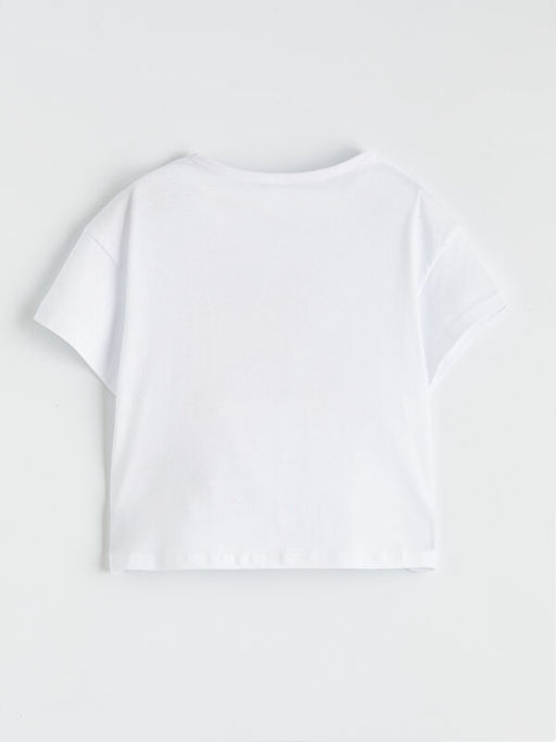 Bisiklet Yaka Bask?l? K?z ?ocuk Ti??rt