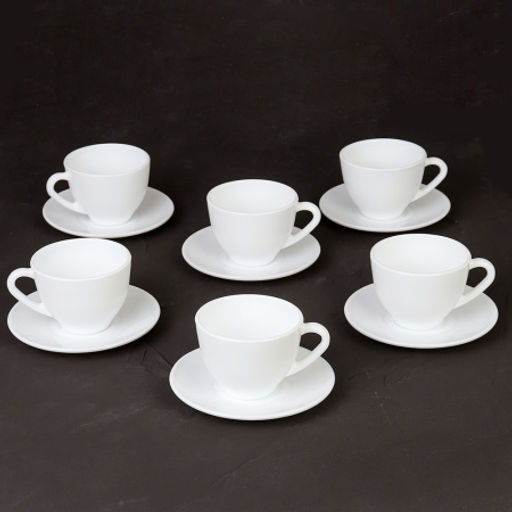 Чайный набор 12 предметов 250 мл белый Новый / GB220/GD55-6A (WHITE ) /уп.8/ цветная коробка - Галеонтрейд фото 3