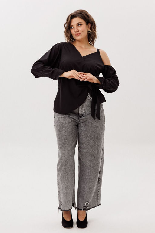 Блуза ANELLI 1760 черная орхидея