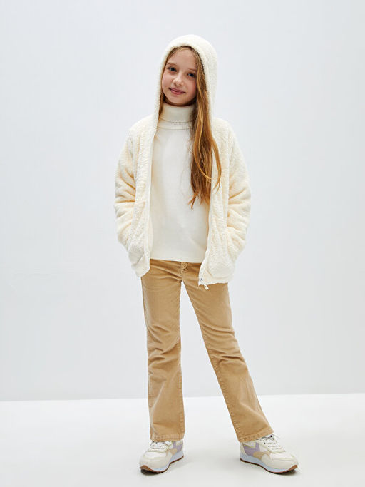 Kap??onlu Basic Uzun Kollu Pel?? K?z ?ocuk Fermuarl? Sweatshirt - Waikiki фото 3