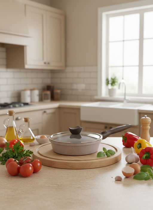 Сковорода 280/70мм Горница ДУЭТ Черничный мусс индукция съем/руч. с кр. (п/у), Ис8284Дч