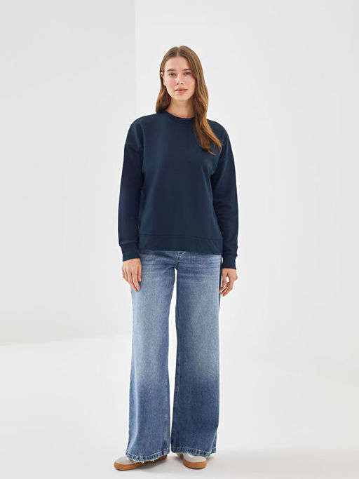 Bisiklet Yaka Oversize Kad?n Sweatshirt