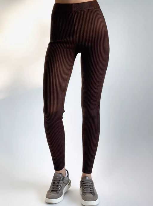 K11035 Легинсы в рубчик (вязаный трикотаж) КОРИЧНЕВЫЙ