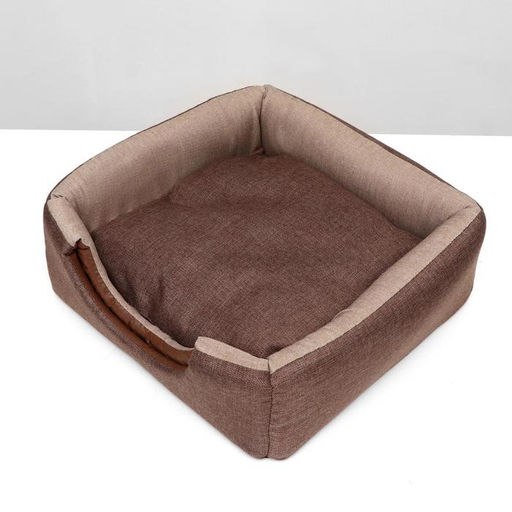 Дом трансформер Квадрат, рогожка, поролон, 43 х 42 х 34 см, бежево-коричневый - Пижон фото 13