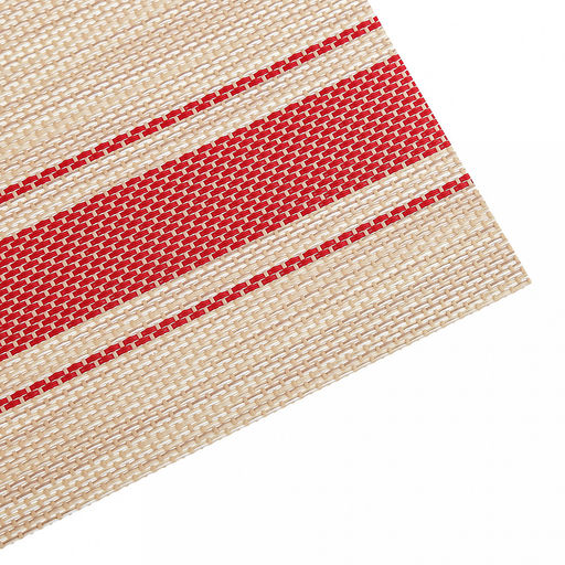 Салфетка под горячее (термосалфетка) Рогожка 45,5х30,5см, бежевый, красные полосы (Китай) - Домашняя мода фото 2