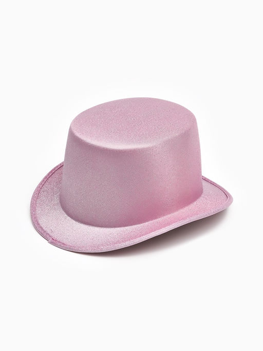 Карнавальная шляпа "Цилиндр" розовая с блёстками р-р 56-58