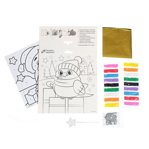 Сияющая фреска на новый год «Снегирь», набор для творчества