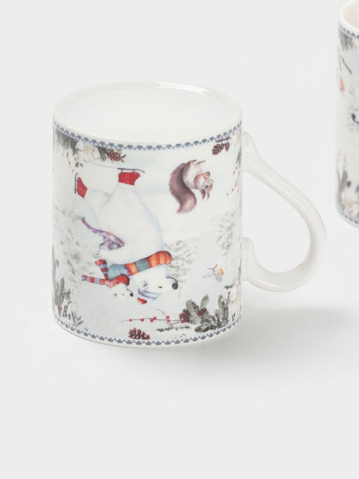 Набор кружек новогодних «Белый мишка», 2 шт., 220 мл, керамика, подарочная упаковка, белый
