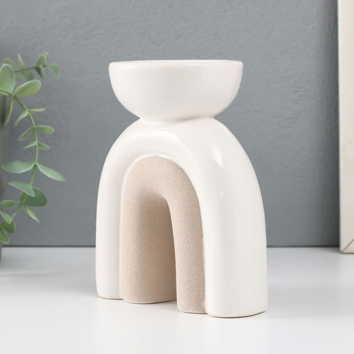 Подсвечник керамика на 1 свечу «Медуза», песочно-белый, 11.7×8×15 см