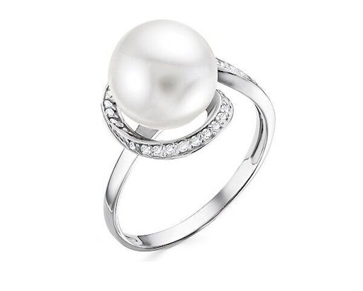 Кольцо из серебра жемчуг swarovski, В10-0893
